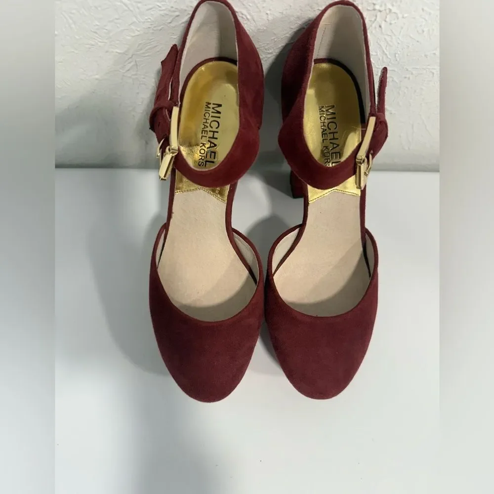 Michael Kors Haven Cinnabar Suede Ankle Strap Heels Size 7 VGUC